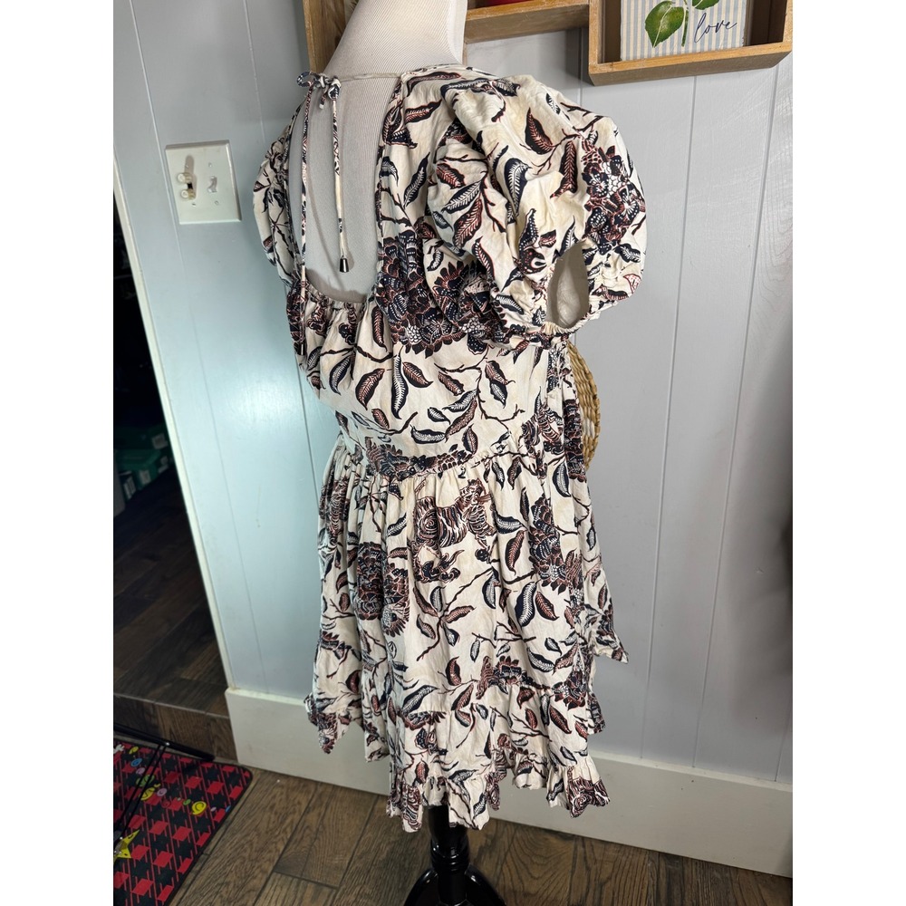 House of Harlow 1960 Floral Smocked Square Neck Ruffle Mini Dress Size S - Picture 4 of 8